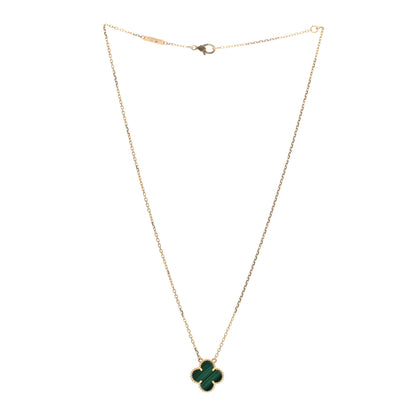 Van Cleef & Arpels 18K Yellow Gold Malachite Vintage Alhambra Pendant Necklace 4 of 5