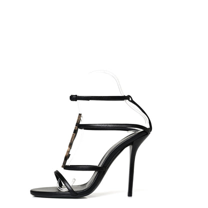 Saint Laurent Calfskin Cassandra 110 Sandals 35.5 Black 1 of 9