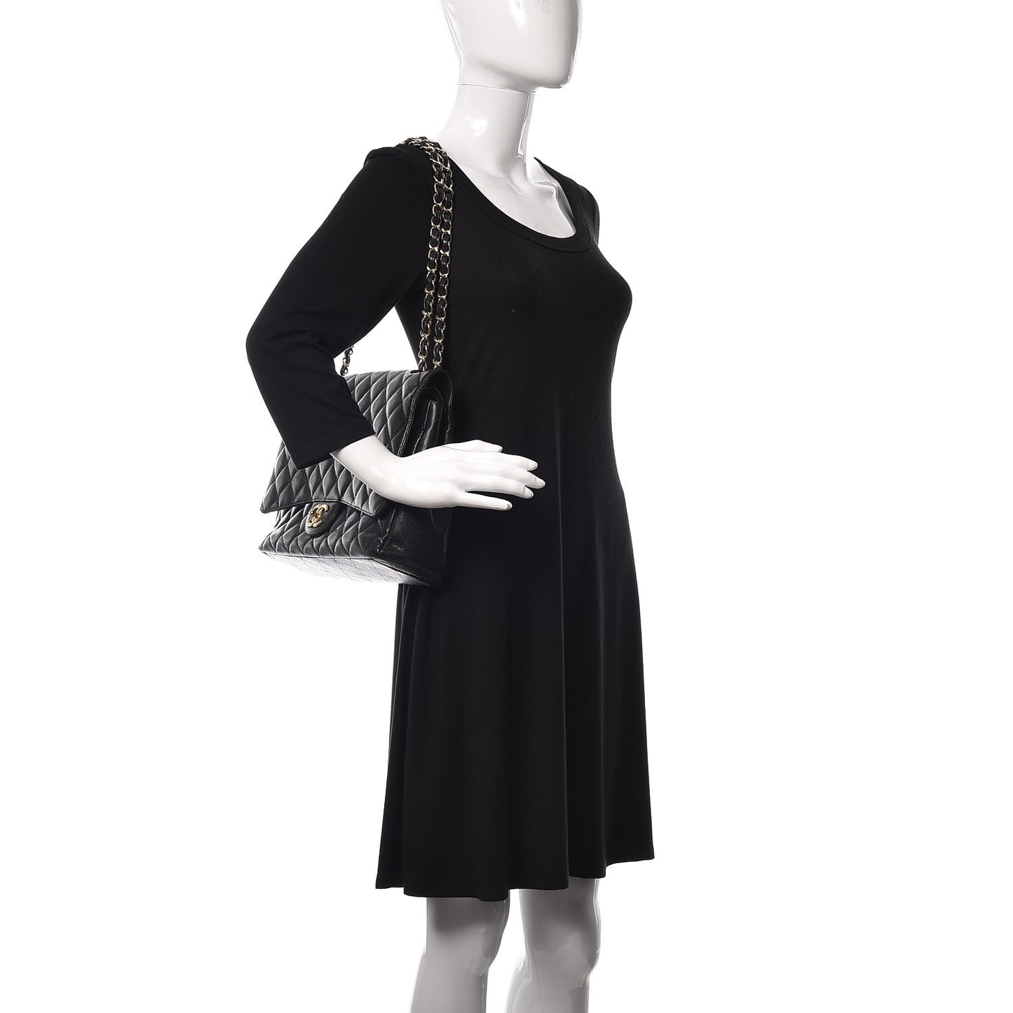 Caviar Quilted Maxi Double Flap Black