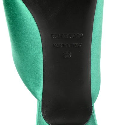 Balenciaga Satin Pointed Toe Knife 40mm Mules 38 Vert Emeraude 6 of 10