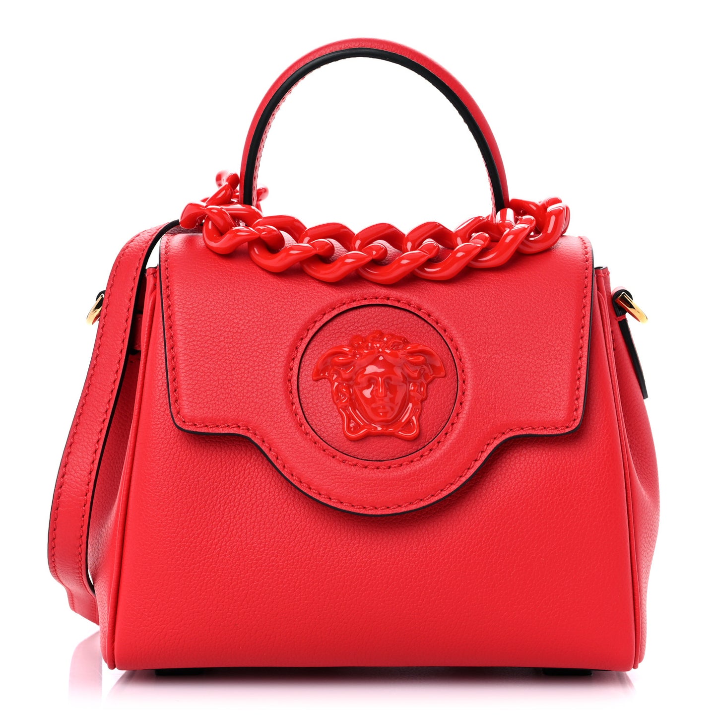 Calfskin Medusa Small Top Handle Handbag Red