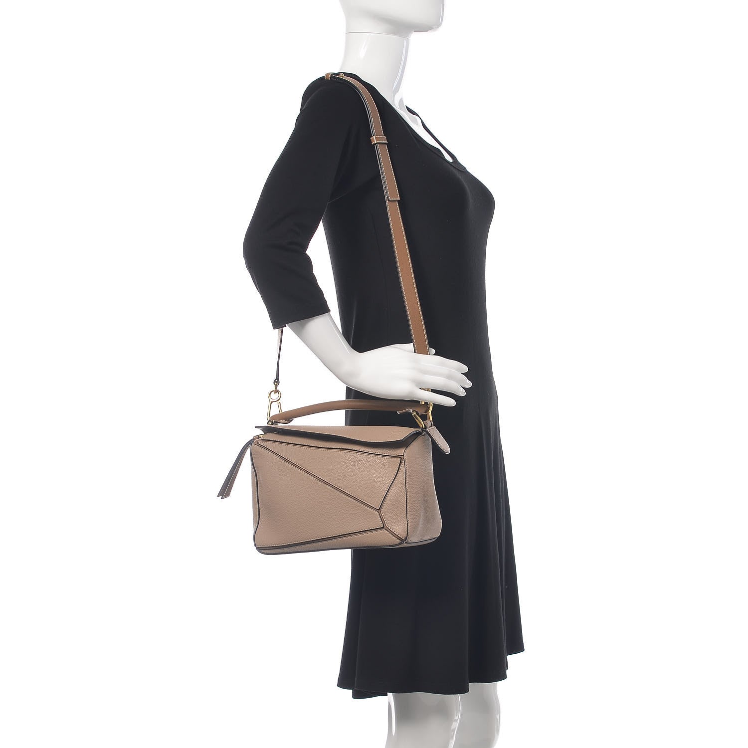 Loewe Grained Calfskin Small Puzzle Bag Sand Mink 2 of 9