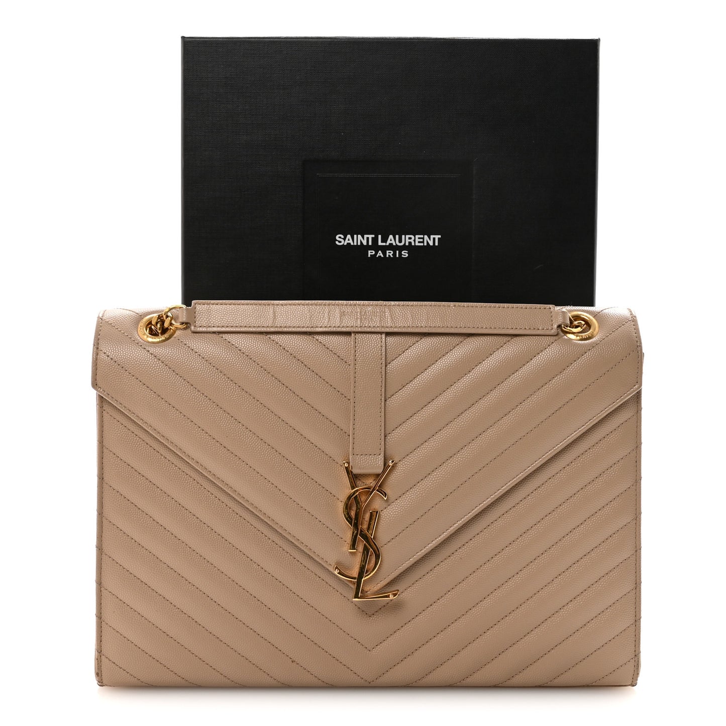 Grain De Poudre Matelasse Chevron Large Monogram Satchel Dark Beige