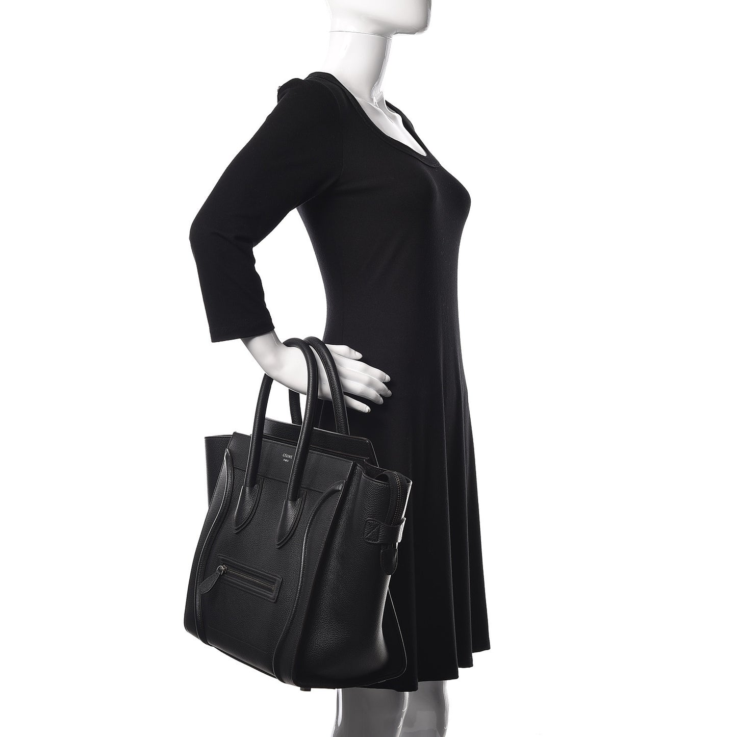 Drummed Calfskin Mini Luggage Black