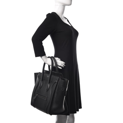 Celine Drummed Calfskin Mini Luggage Black 2 of 13