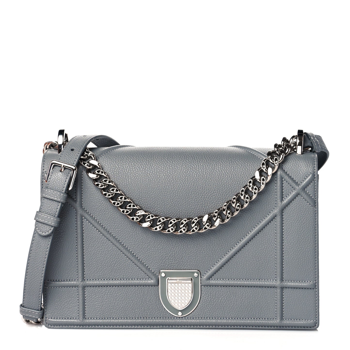 Grained Calfskin Medium Diorama Flap Bag Gris