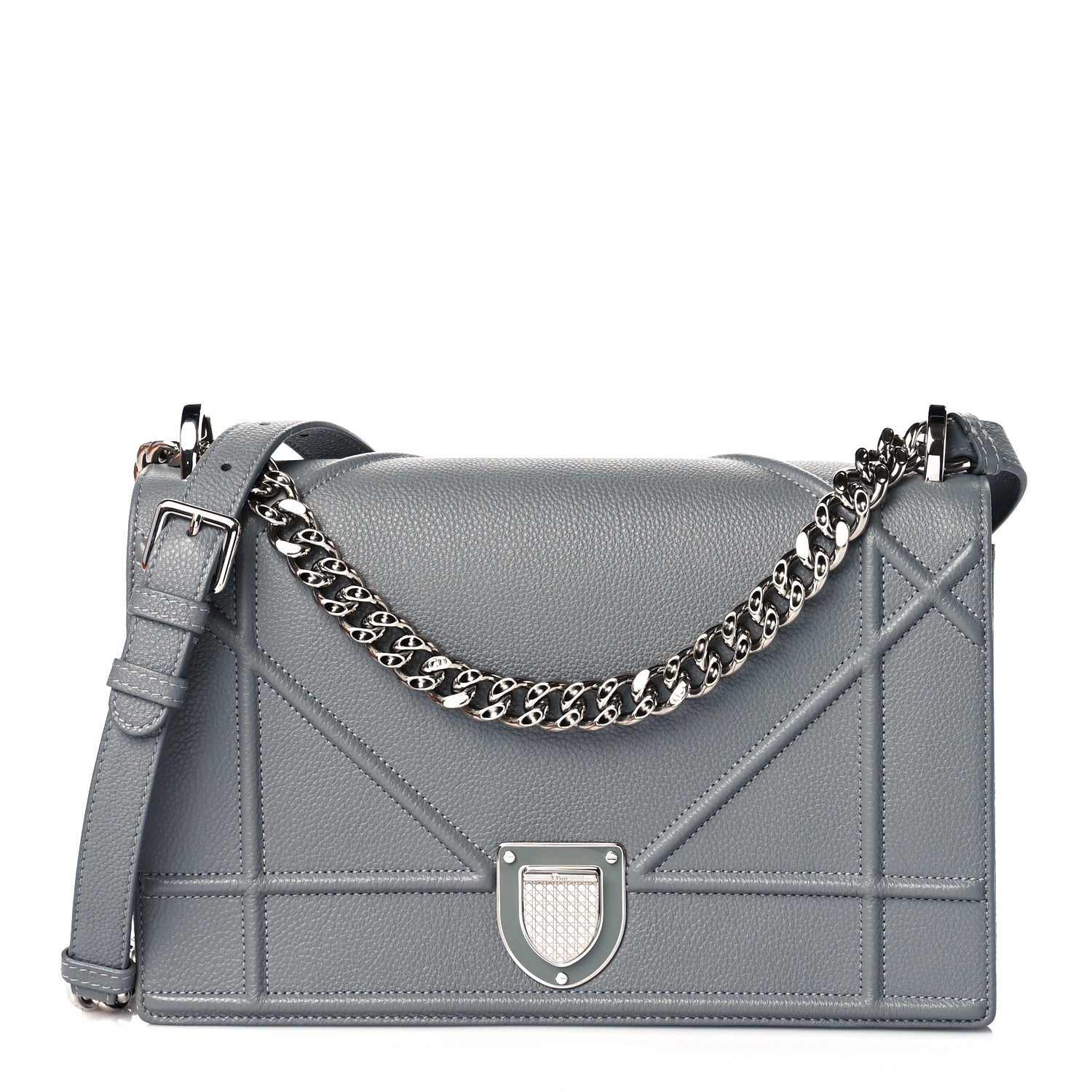 Christian Dior Grained Calfskin Medium Diorama Flap Bag Gris 1 of 10