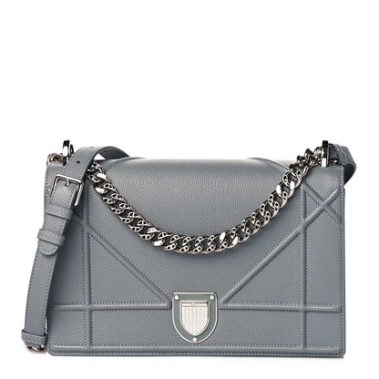 Christian Dior Grained Calfskin Medium Diorama Flap Bag Gris 1 of 10