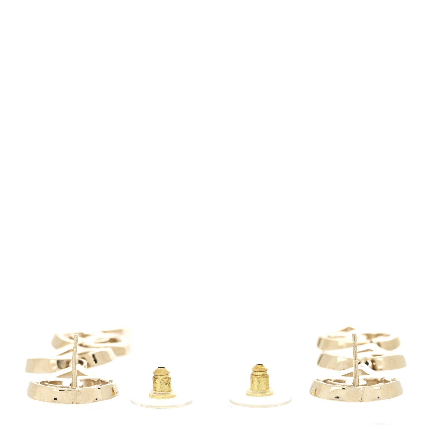 Chanel Metal CC Triple Heart Coco In Love Drop Earrings Gold 3 of 5