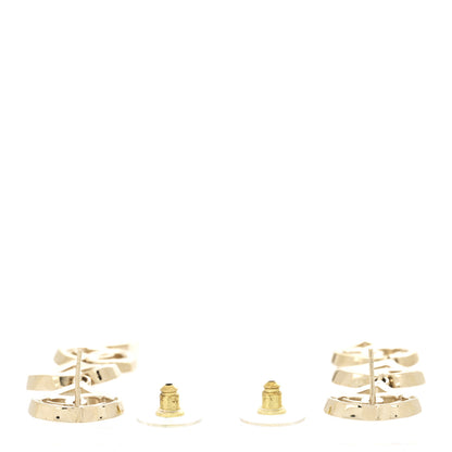Chanel Metal CC Triple Heart Coco In Love Drop Earrings Gold 3 of 5