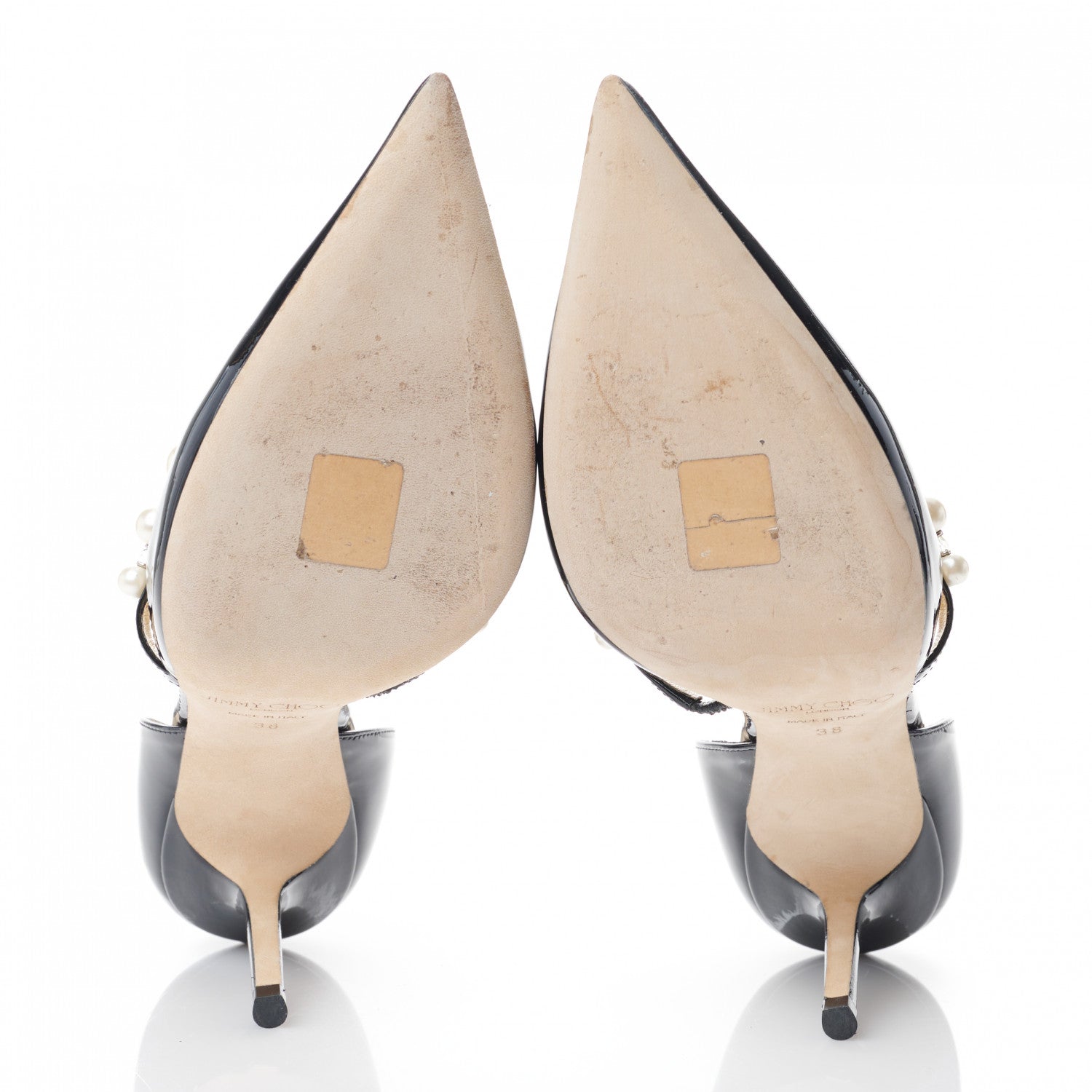 Jimmy Choo Patent Pearl Embellished Aurelie 85 Pumps 38 Black 5 of 7