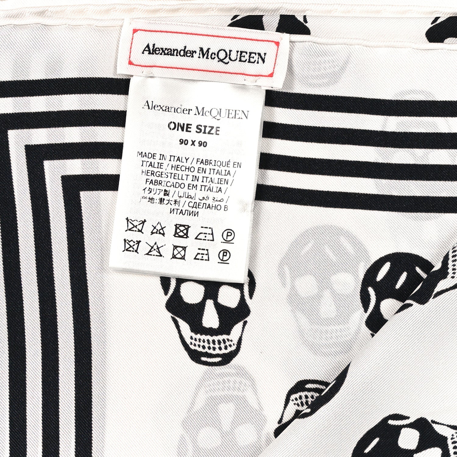 Alexander McQueen Silk Chiffon Skull Scarf Ivory Black 3 of 3