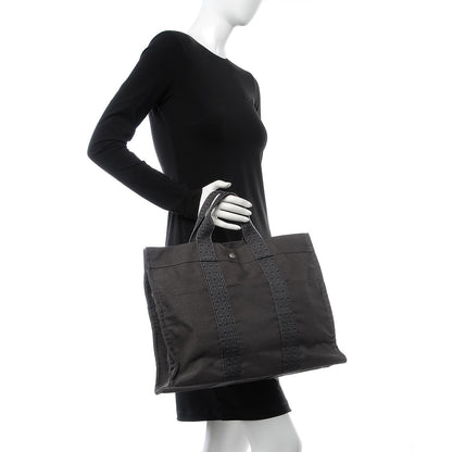 Hermes Canvas Herline MM Tote Grey 2 of 11