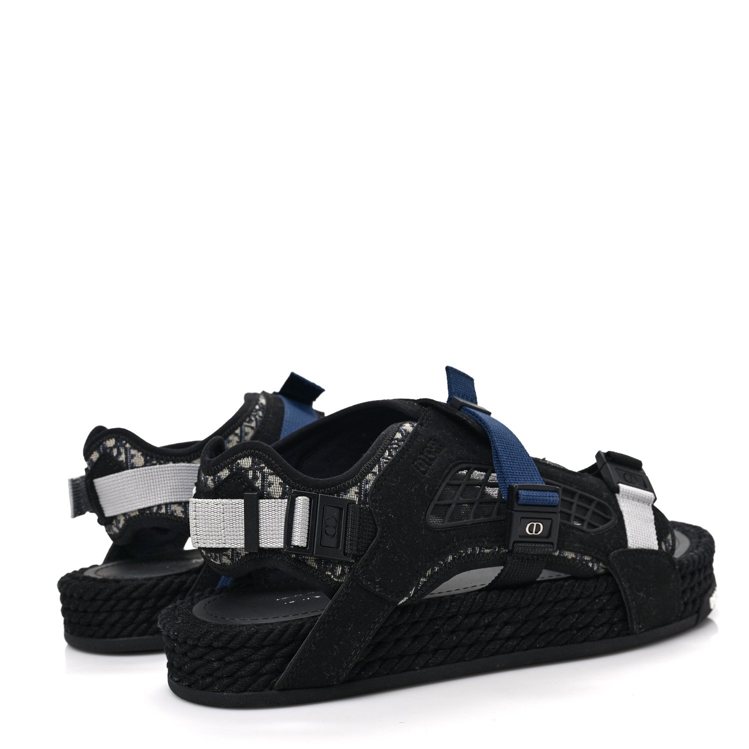 Christian Dior Technical Fabric Oblique Mens Atlas Sandals 44 Black Blue 4 of 8