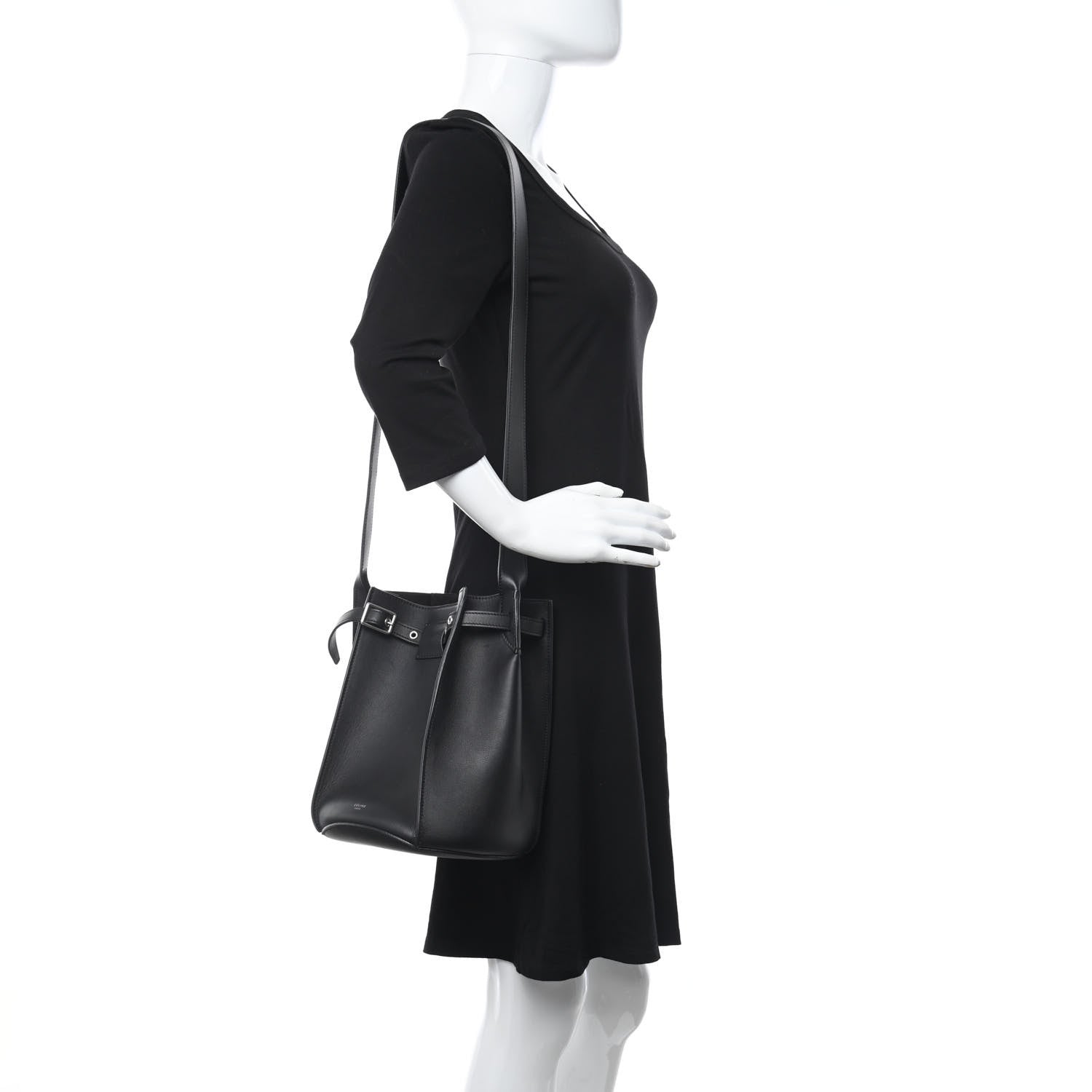 Celine Smooth Calfskin Long Strap Big Bag Bucket Black 3 of 21