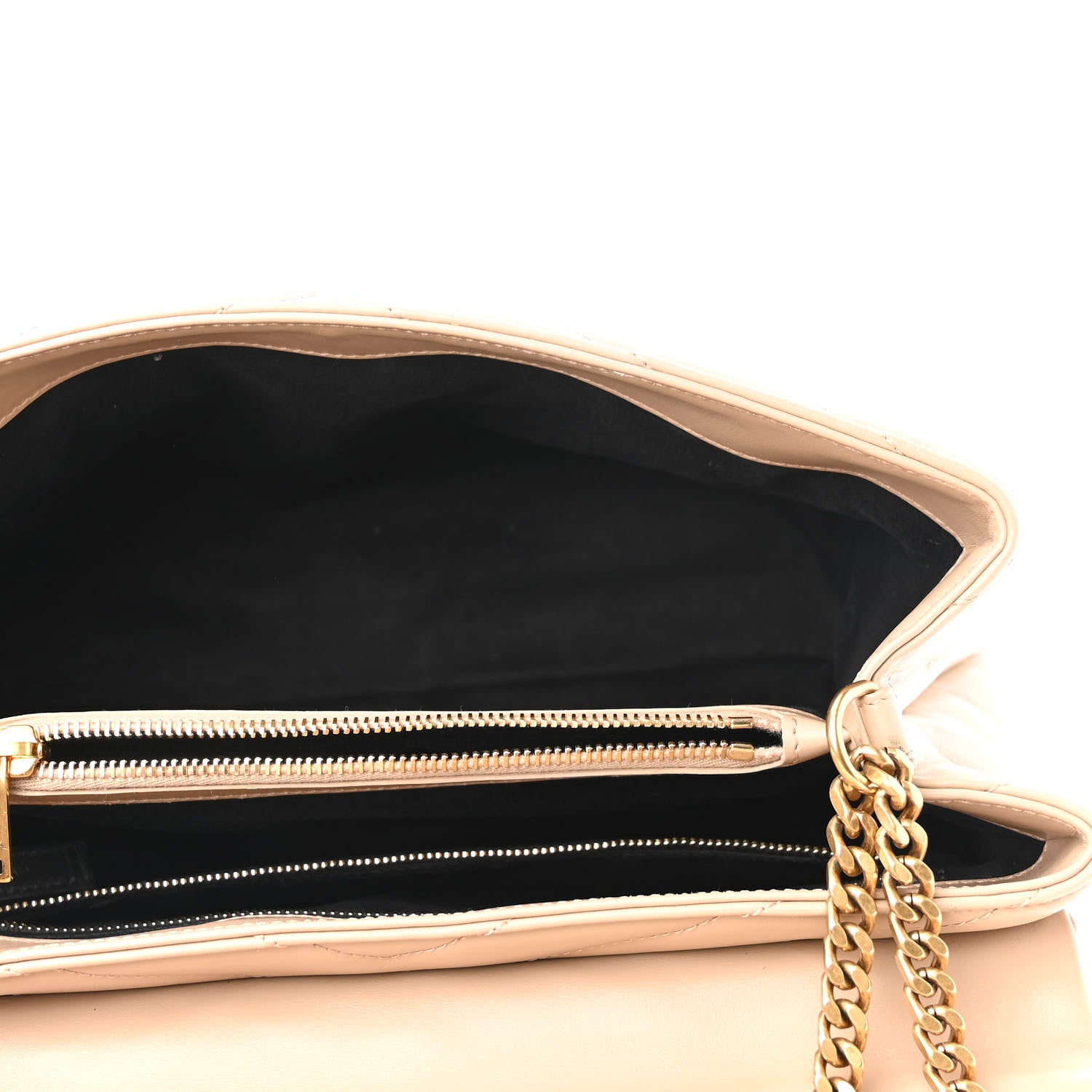 Saint Laurent Calfskin Y Quilted Monogram Medium Loulou Chain Satchel Dark Beige 4 of 9