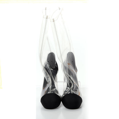 Chanel PVC Grosgrain High Boots 38 Transparent Black 5 of 10