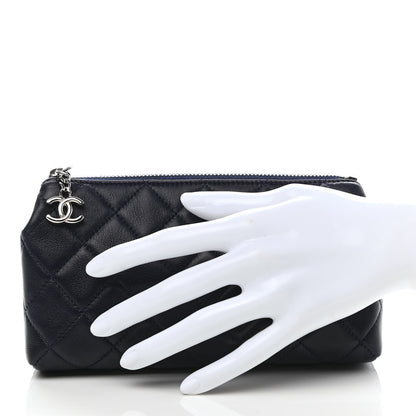 Chanel Lambskin Quilted Cosmetic Case Navy Blue 2 of 11