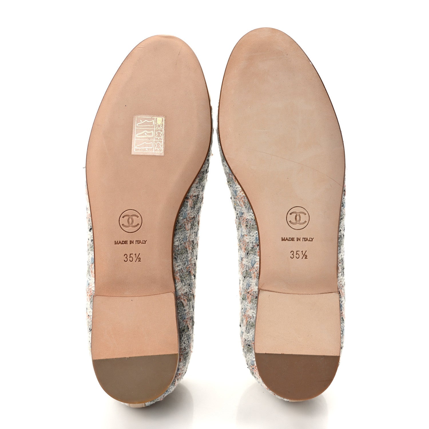 Chanel Tweed Lambskin Cap Toe Ballerina Flats 35.5 Beige Multicolor 5 of 8