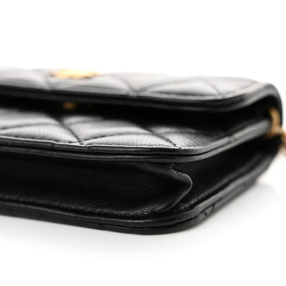 Chanel Lambskin Quilted Pearl Crush Clutch With Chain Black 11 of 15