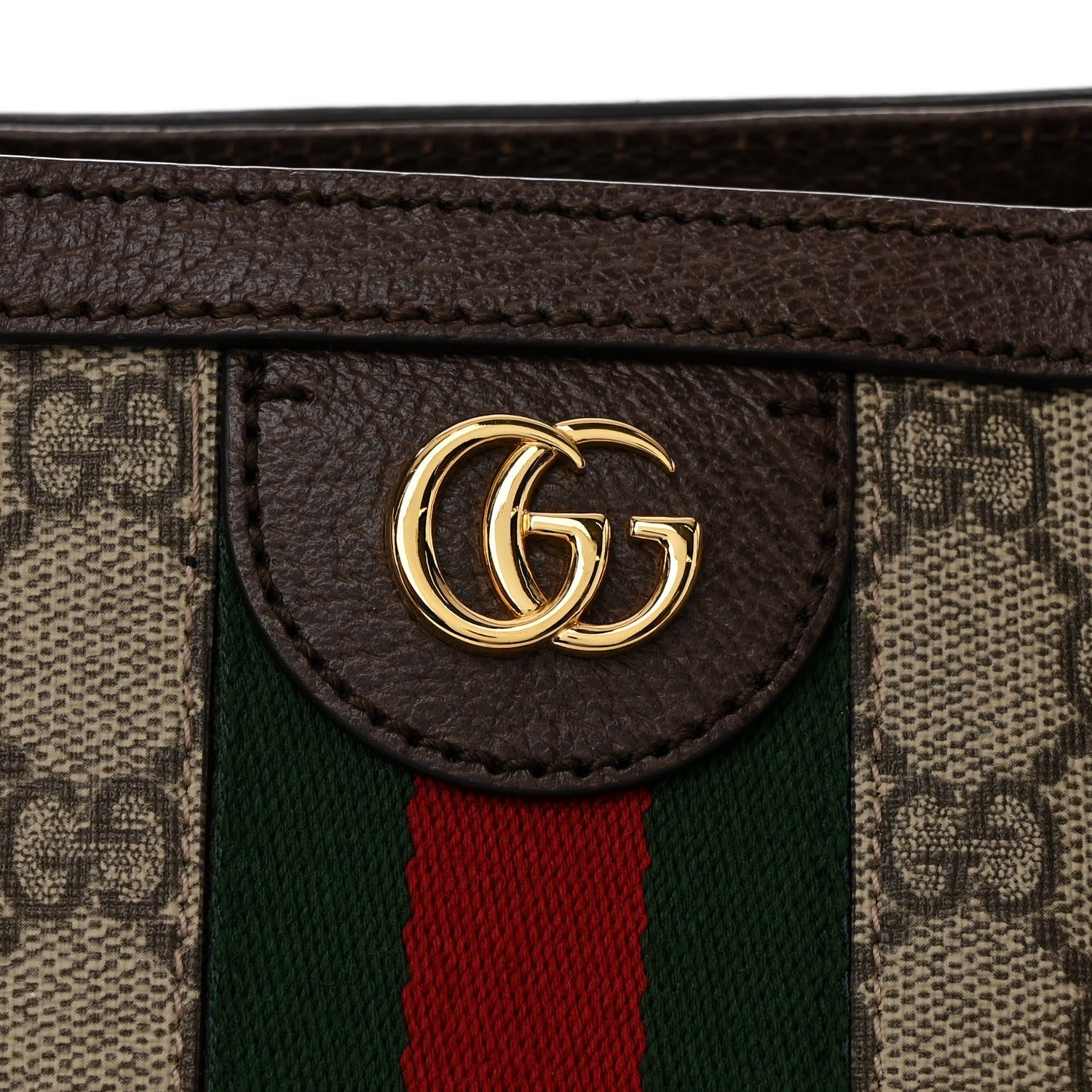 Gucci GG Supreme Monogram Textured Calfskin Web Medium Ophidia Shopping Tote Beige Ebony New Acero 8 of 12