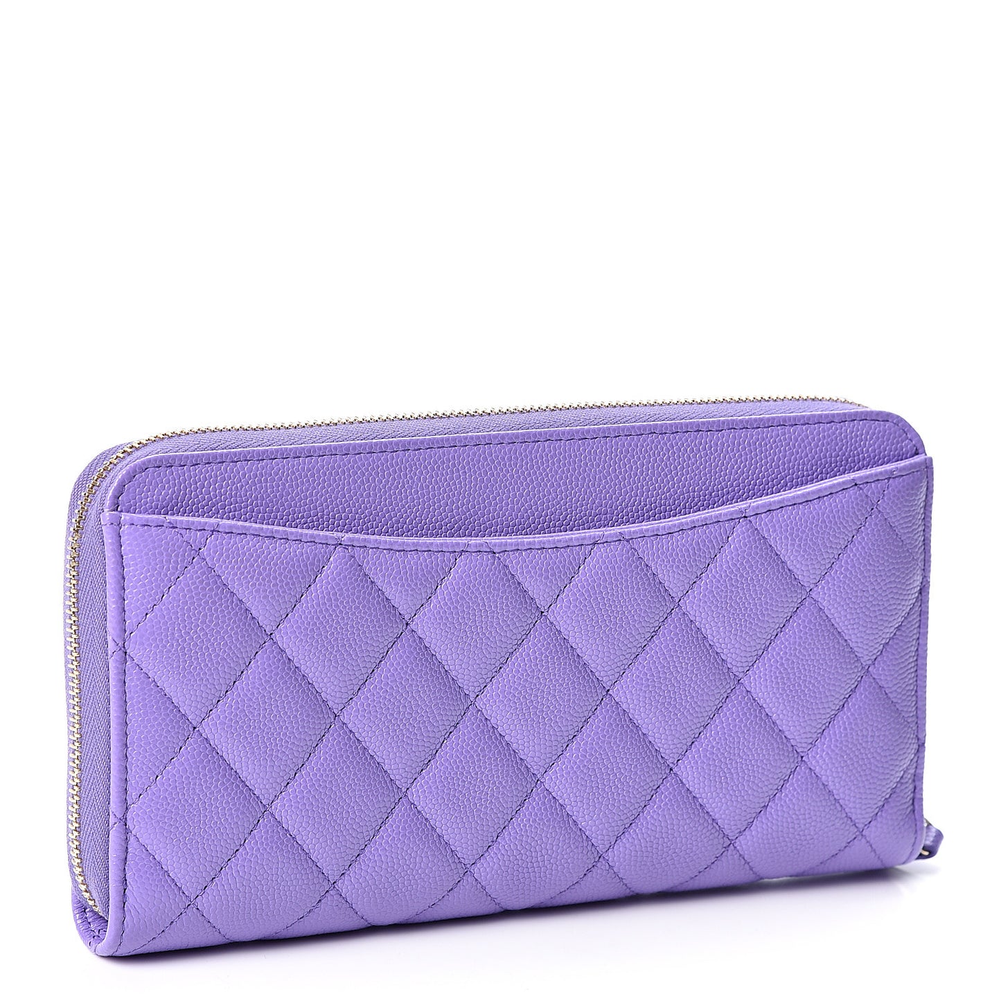 Caviar Quilted Large Gusset Zip Around Wallet Purple