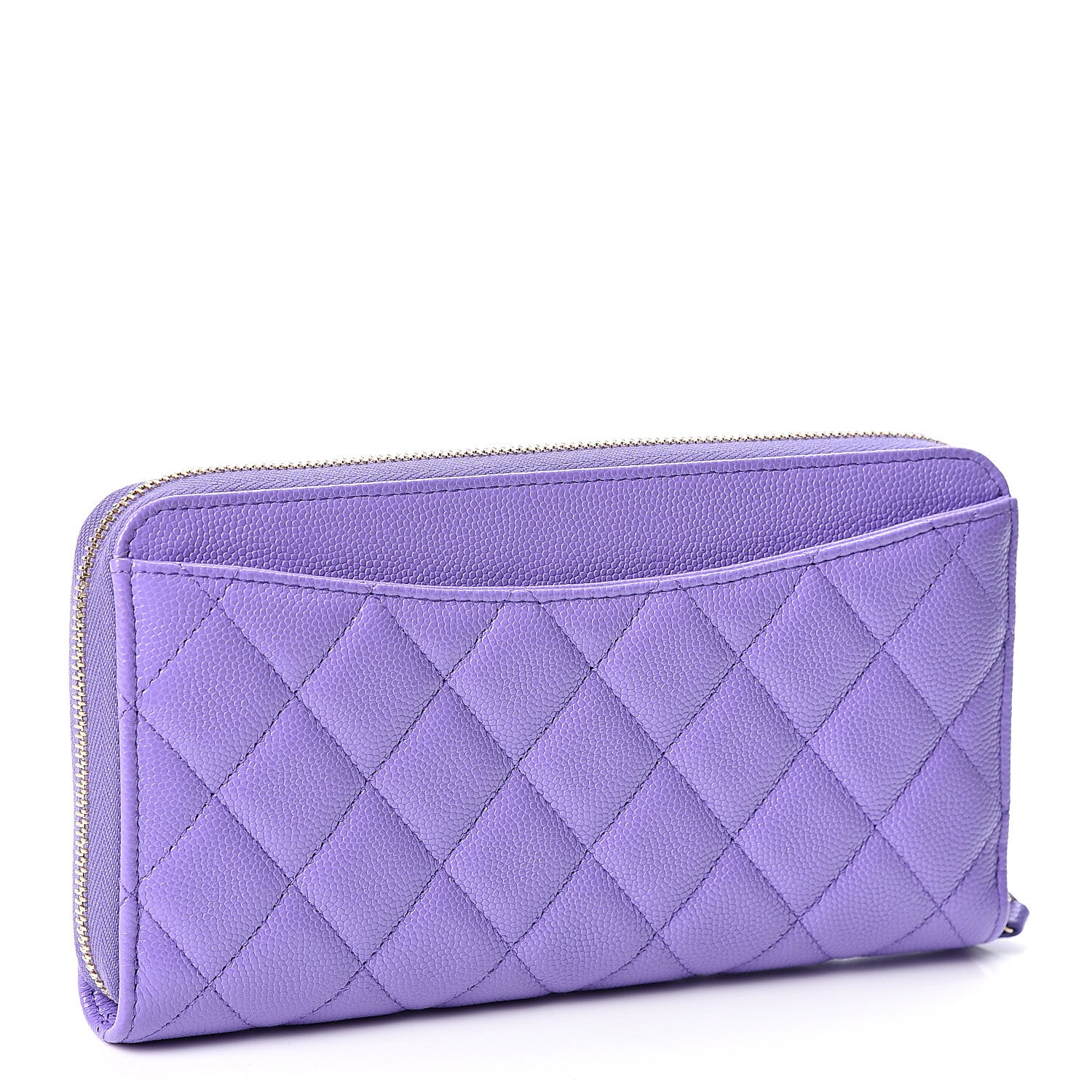 Chanel Caviar Quilted Large Gusset Zip Around Wallet Purple 2 of 10