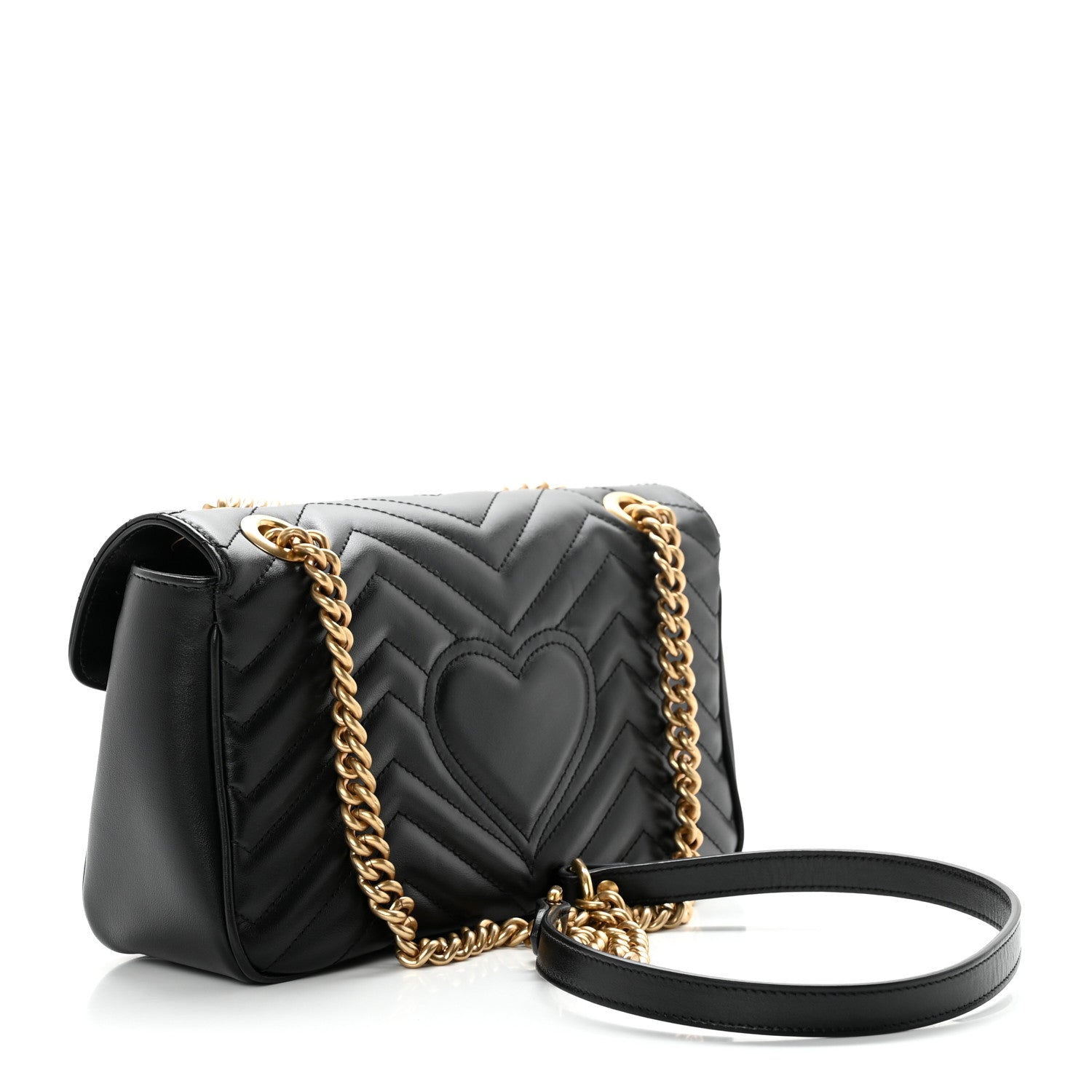 Gucci Calfskin Matelasse Small GG Marmont Shoulder Bag Black 2 of 8