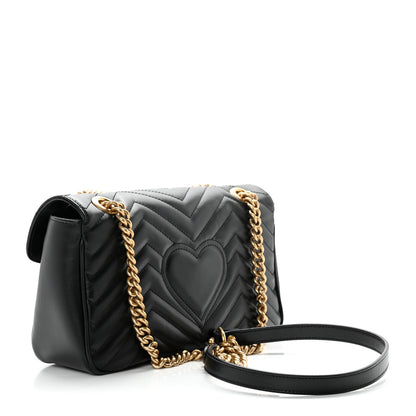 Gucci Calfskin Matelasse Small GG Marmont Shoulder Bag Black 2 of 8