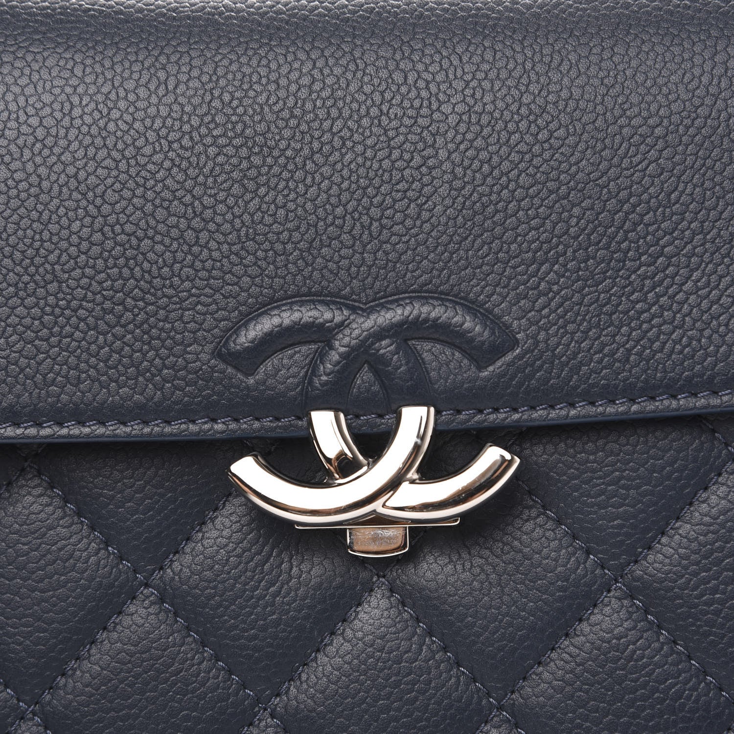 Chanel Grained Calfskin Quilted Large CC Box Flap Blue 11 of 11