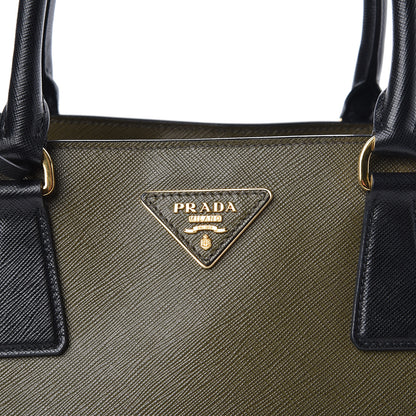 Prada Saffiano Lux Bi-Color Medium Tote Militare Black 9 of 24