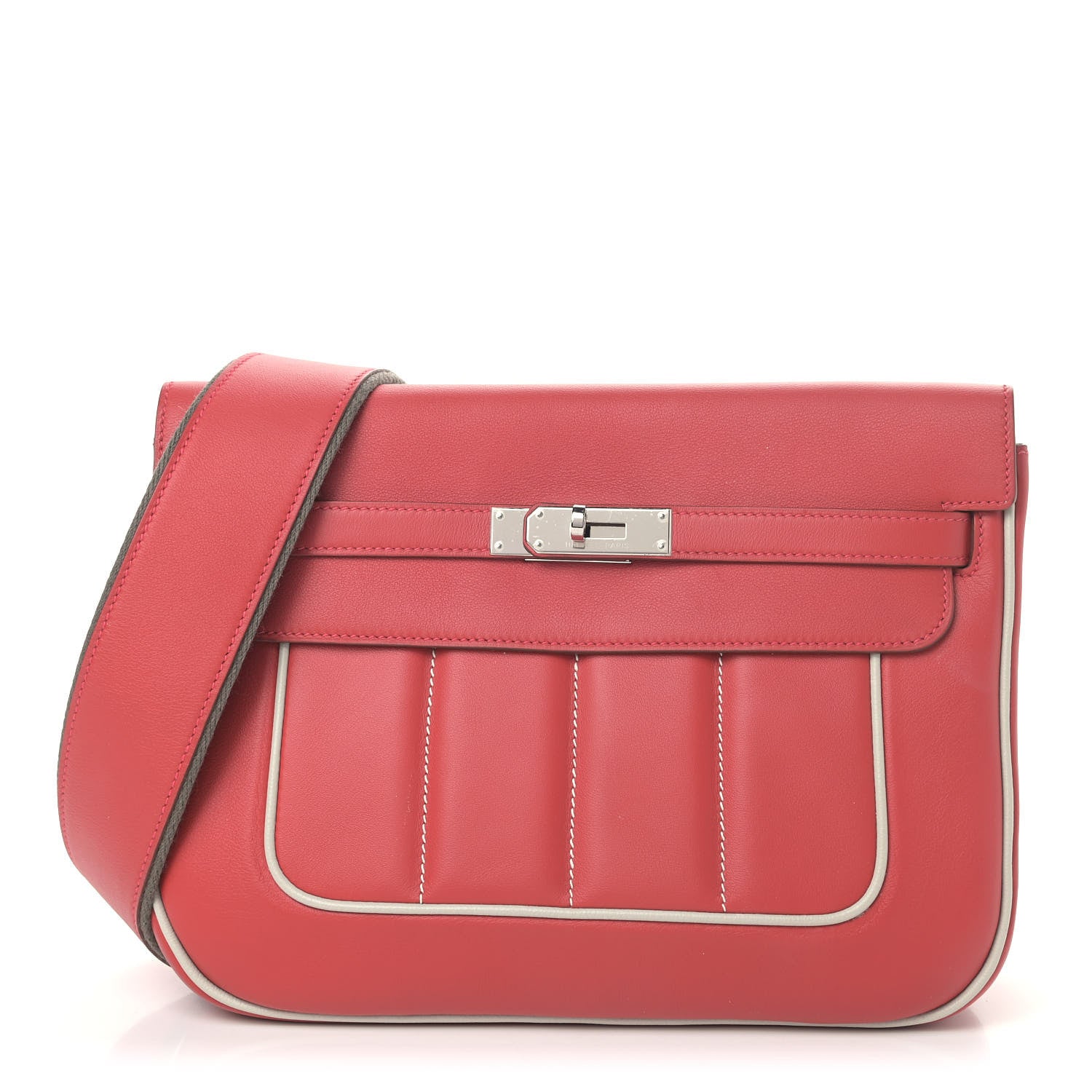 Hermes Swift Evercolor Sac Berline 28 Vermillion Gris Perle 1 of 9