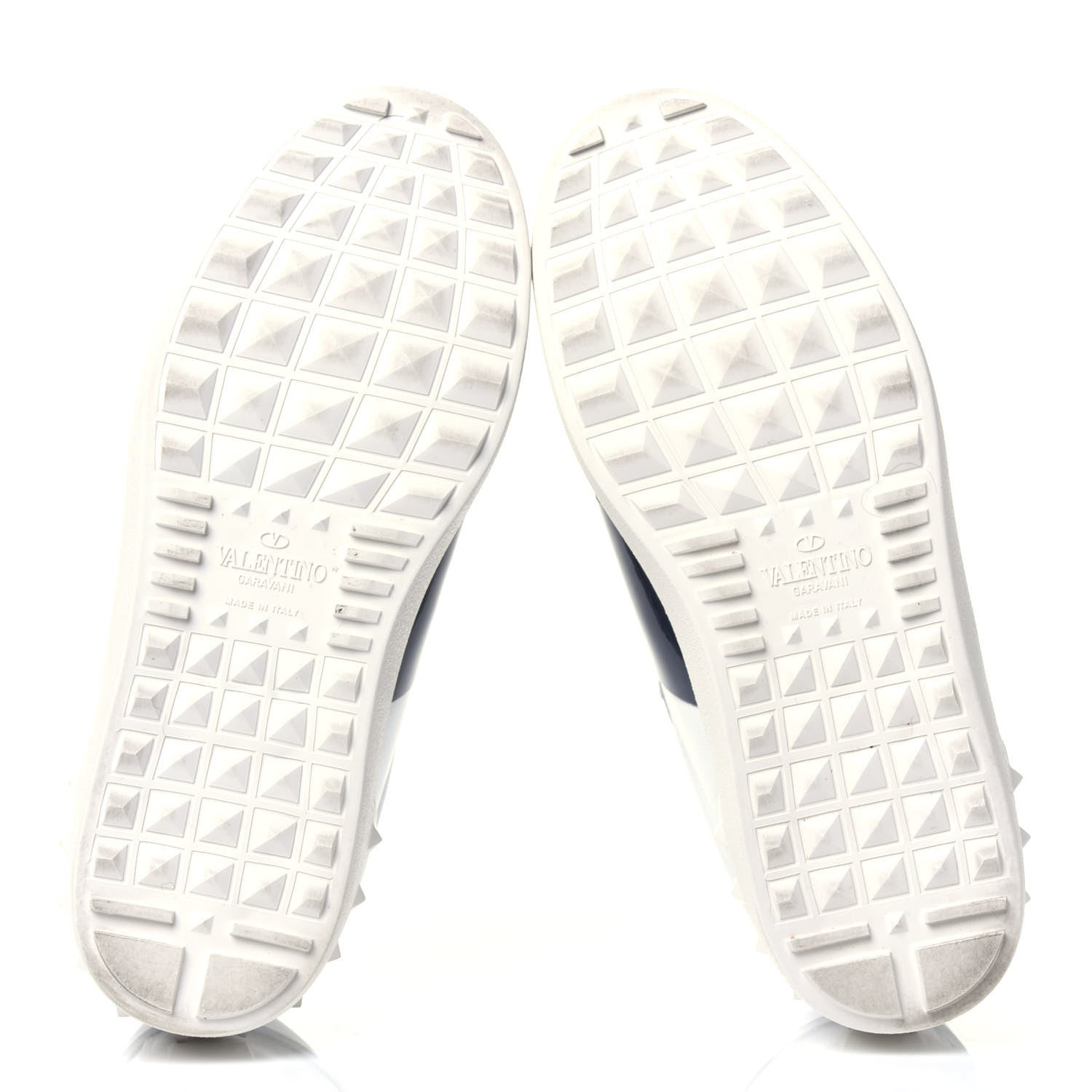 Valentino Garavani Calfskin Patent Rockstud Open Sneakers 38 White Navy 6 of 9