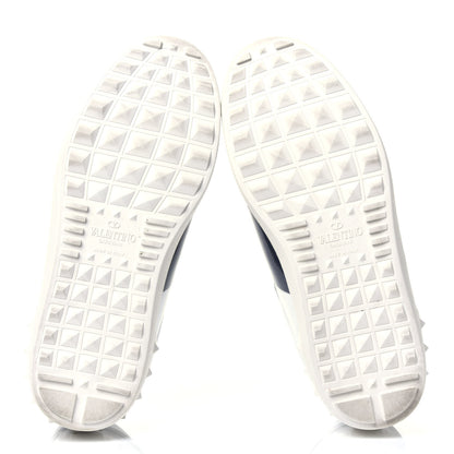 Valentino Garavani Calfskin Patent Rockstud Open Sneakers 38 White Navy 6 of 9