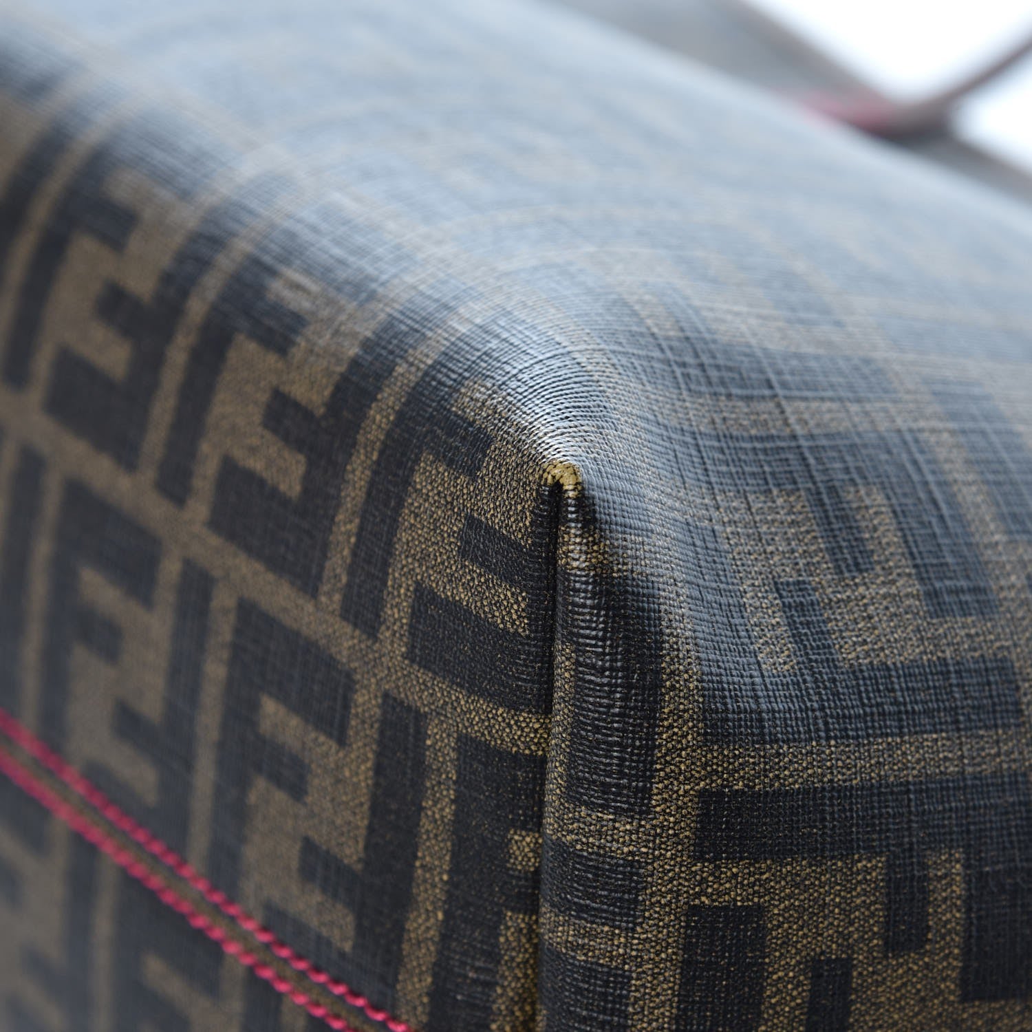 Fendi Zucca Spalmati Vitello Elite Small Roll Tote Tobacco Ciclamino 10 of 12