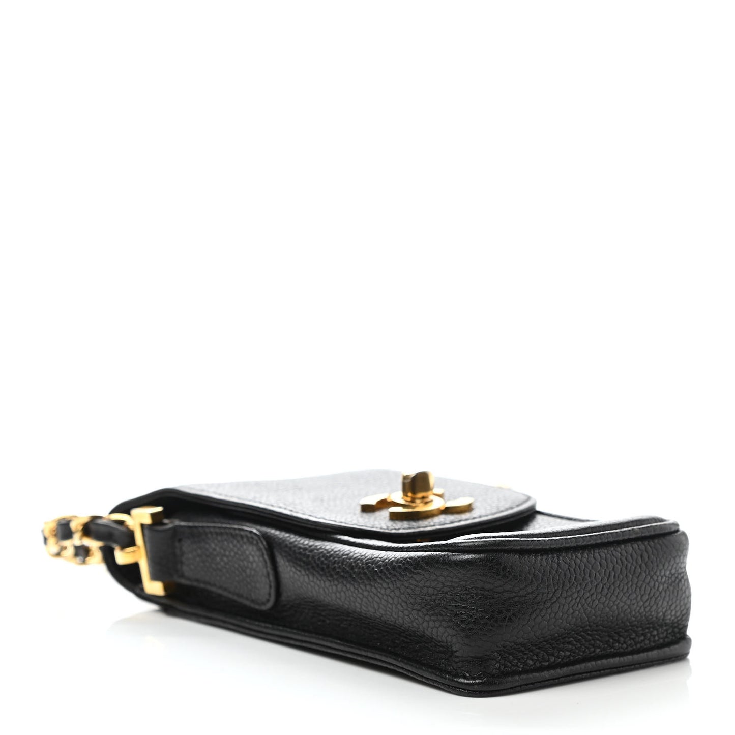 Caviar Phone Holder Crossbody Black