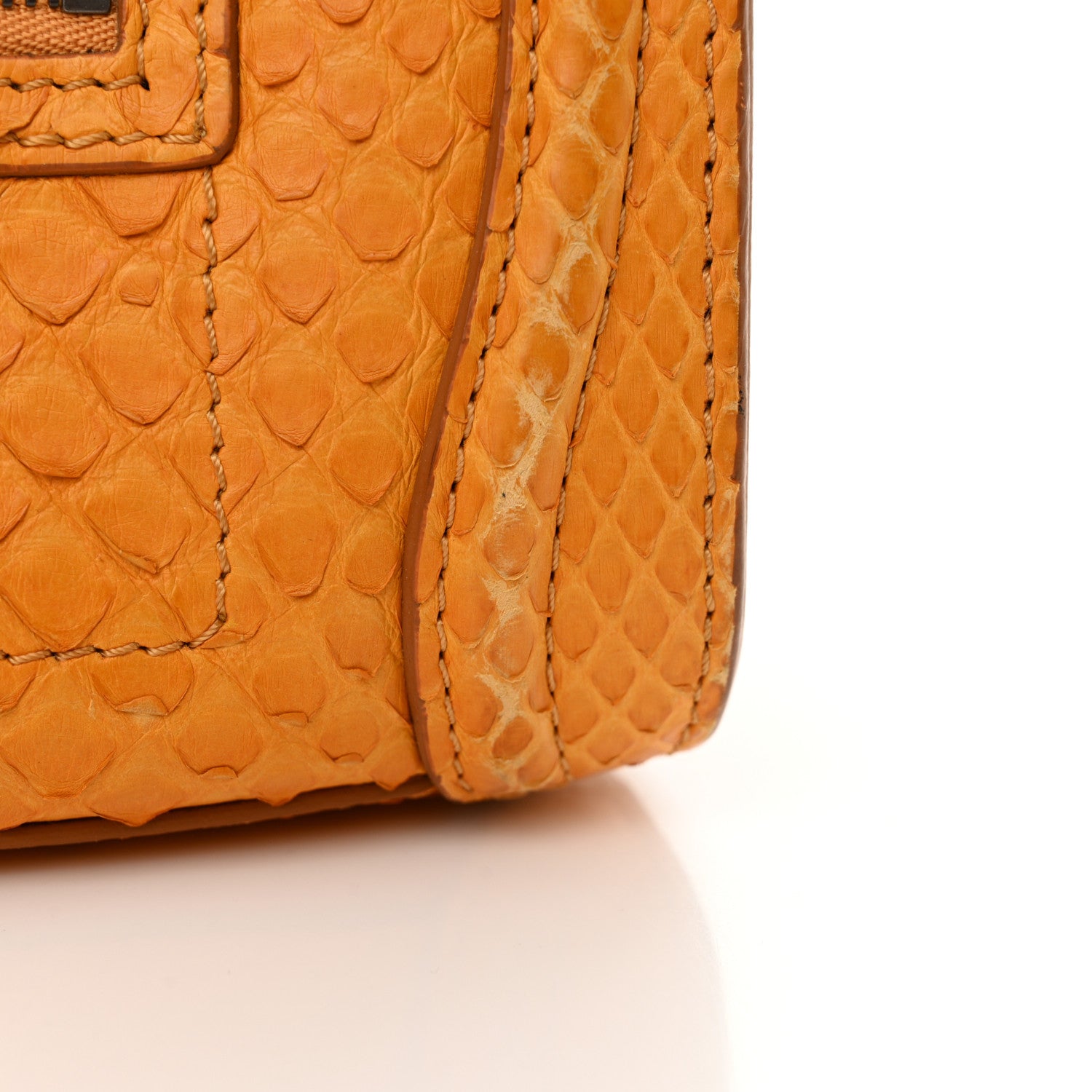 Celine Snakeskin Calfskin Nano Luggage Yellow 15 of 21