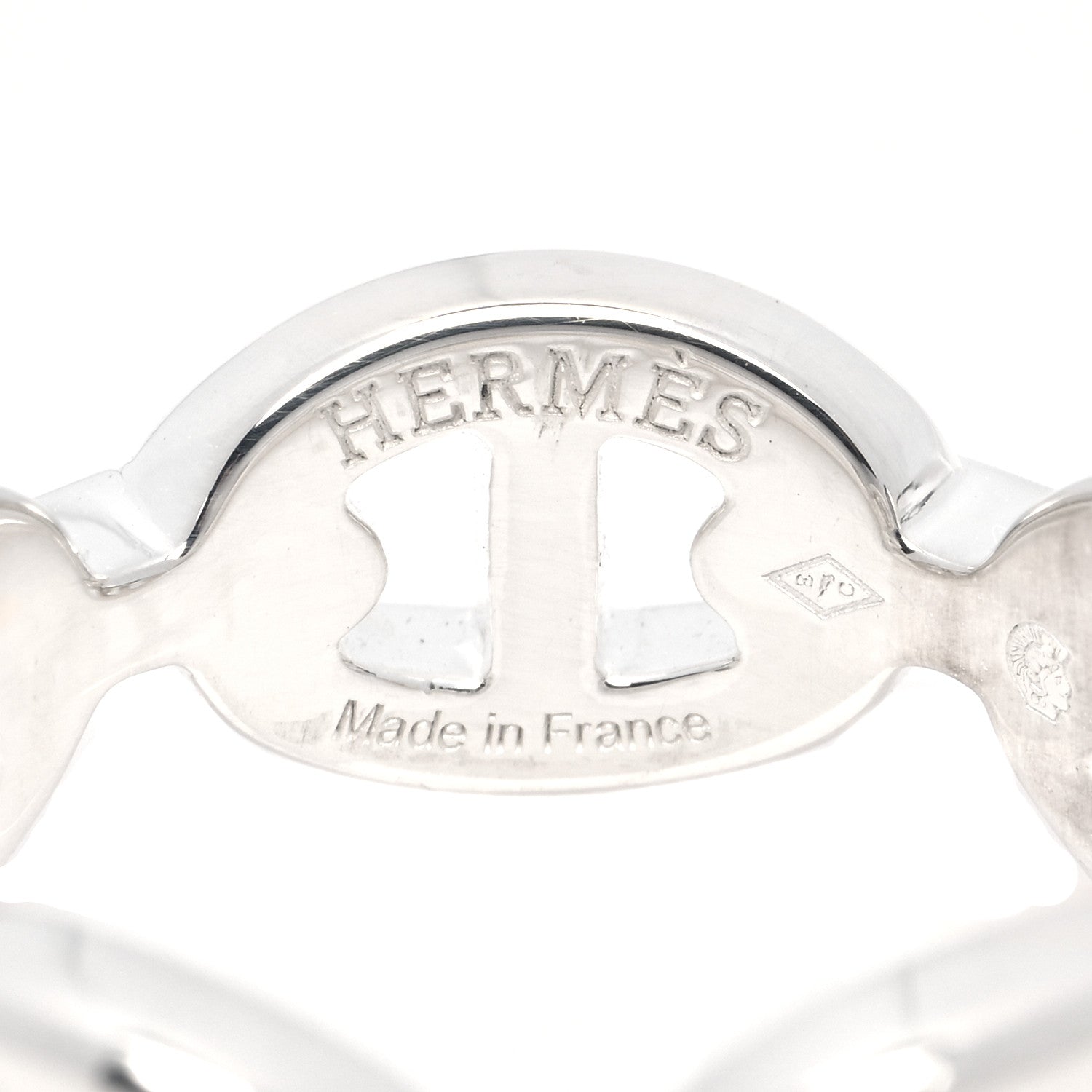 Hermes Sterling Silver PM Chaine d'Ancre Enchainee Band Ring 52 6 4 of 6