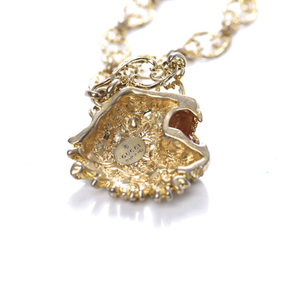 Gucci Metal Enamel Roaring Tiger Pendant Necklace Gold 5 of 6