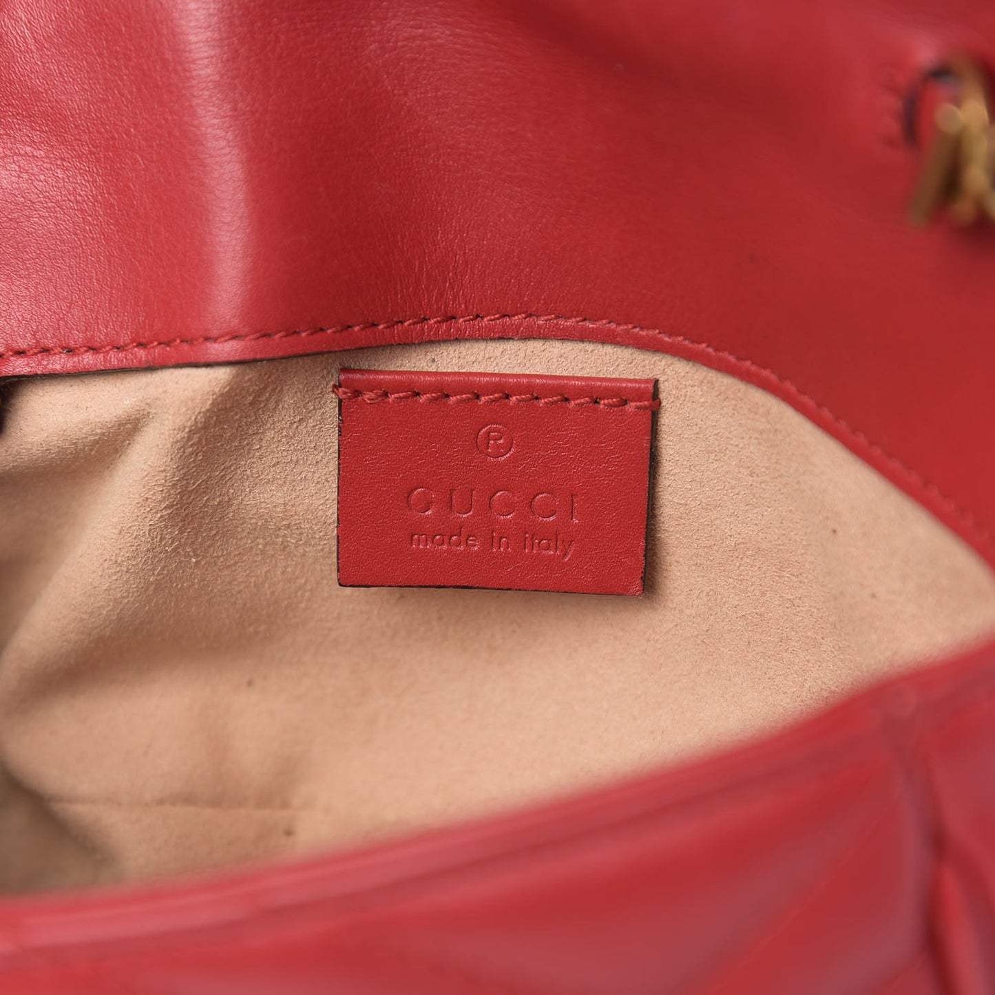 Calfskin Matelasse Super Mini GG Marmont Shoulder Bag Hibiscus Red