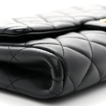 Chanel Lambskin Quilted Clutch With Chain Flap Black 9 of 10