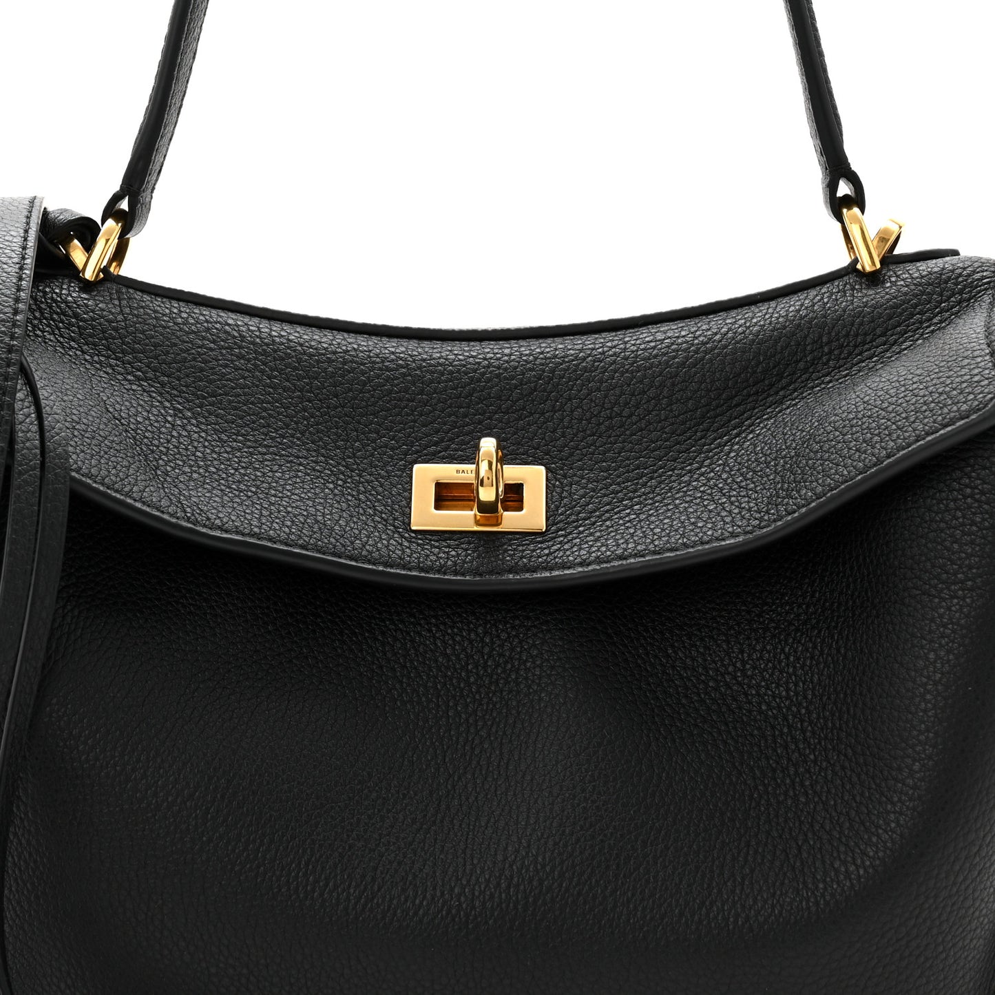 Grained Calfskin Small Rodeo Top Handle Handbag Black
