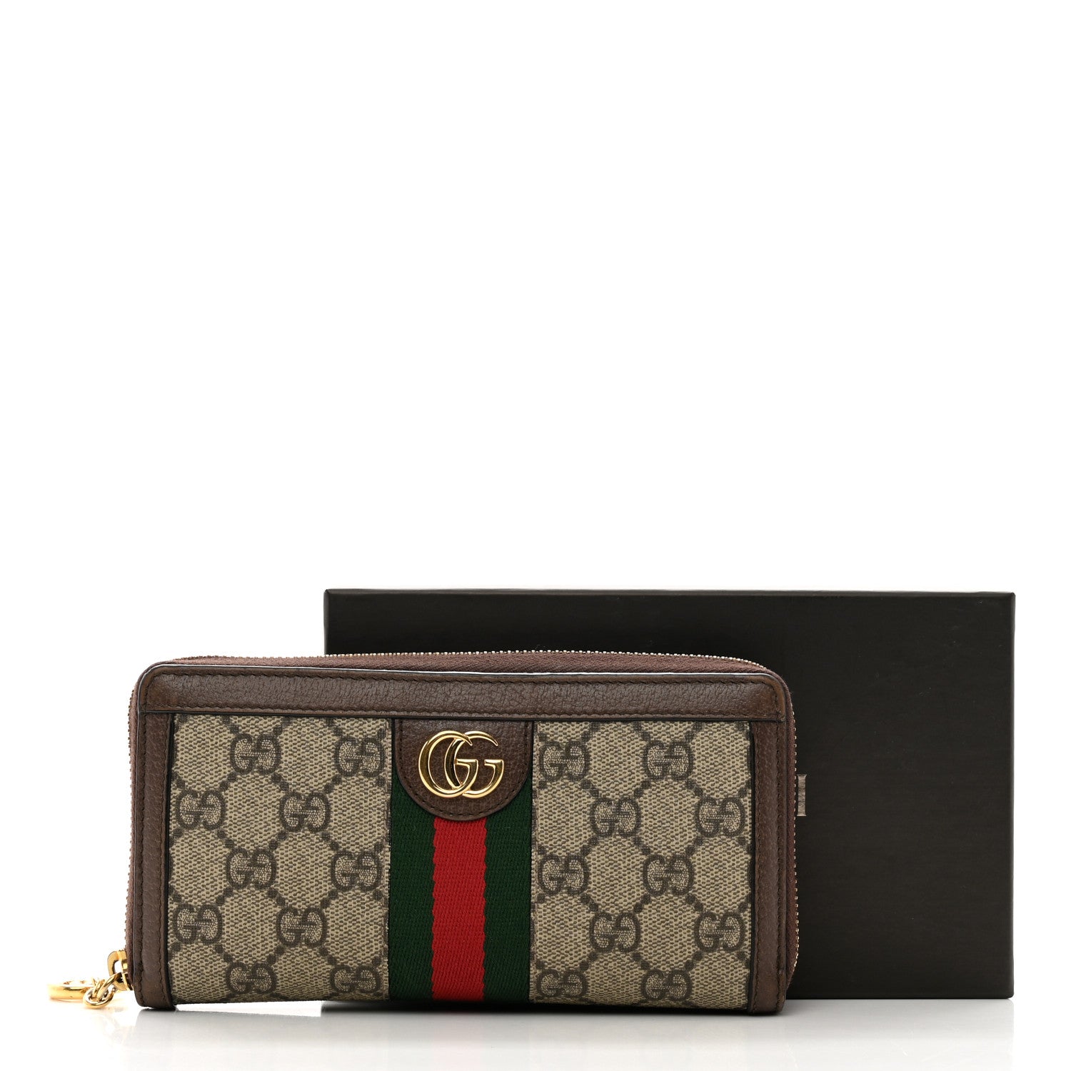 Gucci GG Supreme Monogram Web Ophidia Zip Around Wallet Brown 8 of 8