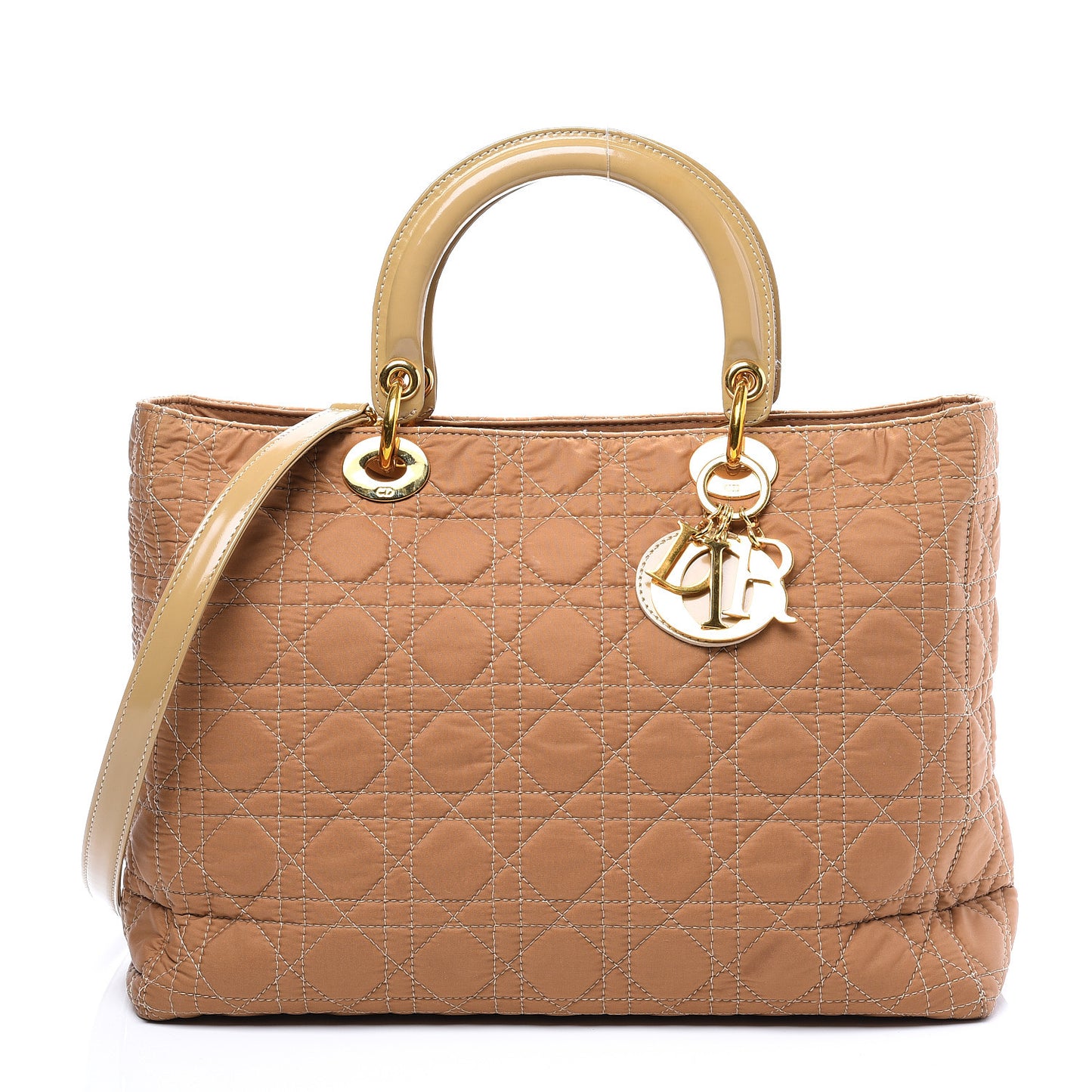 Nylon Cannage Large Lady Dior Beige