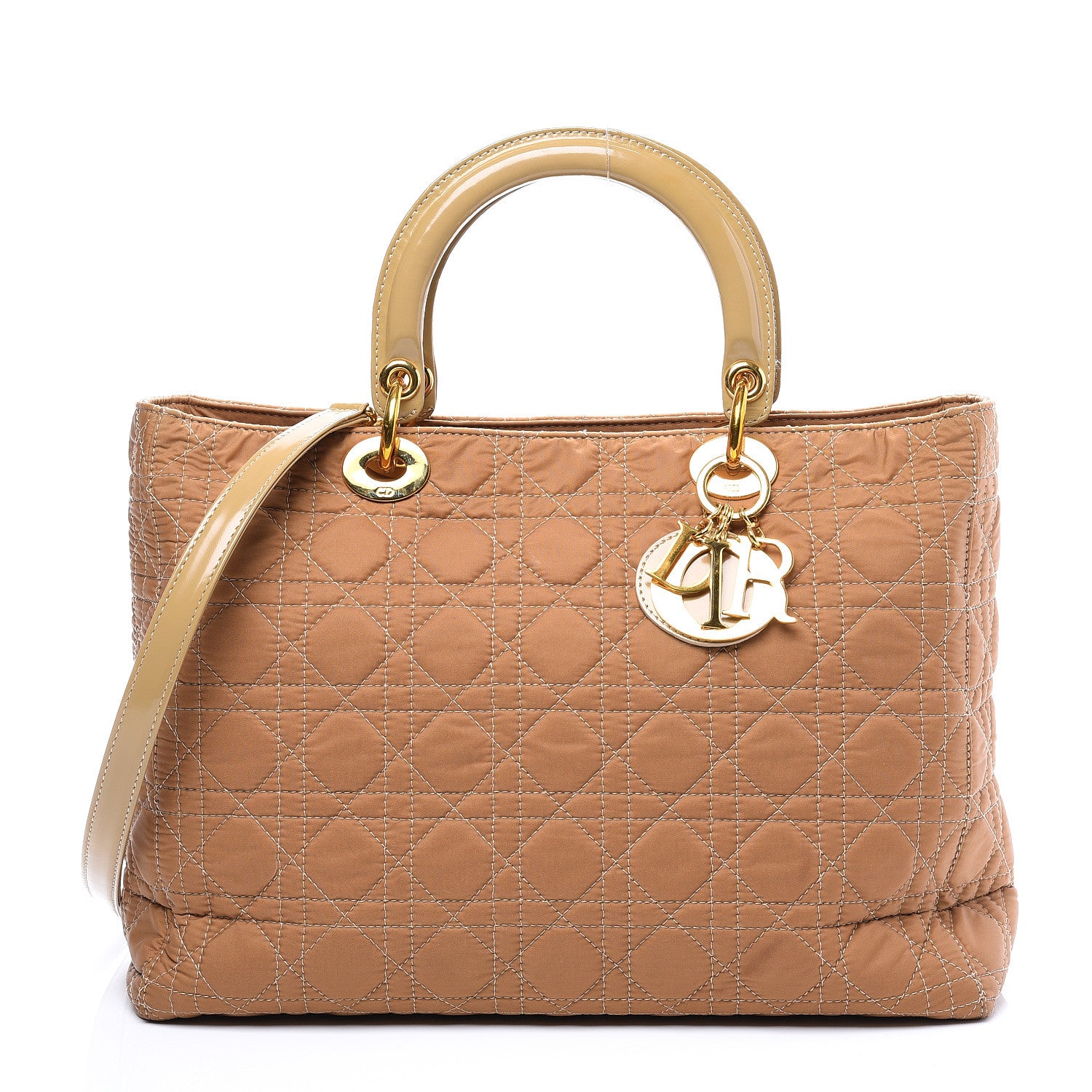 Christian Dior Nylon Cannage Large Lady Dior Beige 1 of 10
