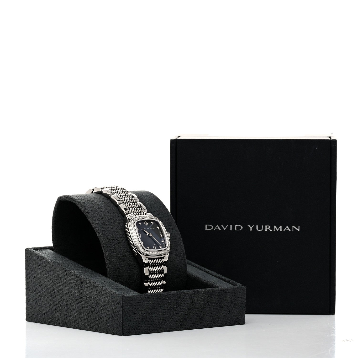 David Yurman Stainless Steel Diamond Bezel Blue Mother of Pearl 25mm Thoroughbred Quartz Watch 5 of 5
