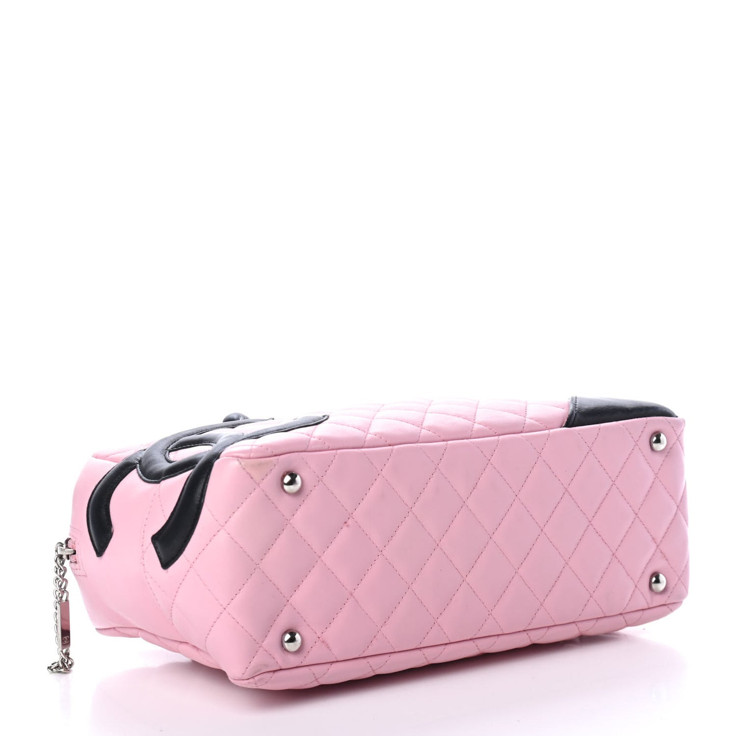 Calfskin Quilted Large Cambon Bowler Pink Black