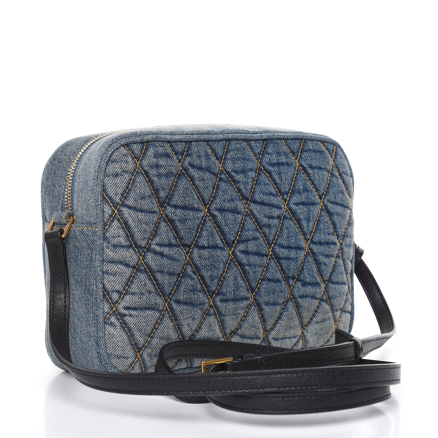 Denim Matelasse Quilted Summer Embroidered Classic Monogram Camera Bag Blue