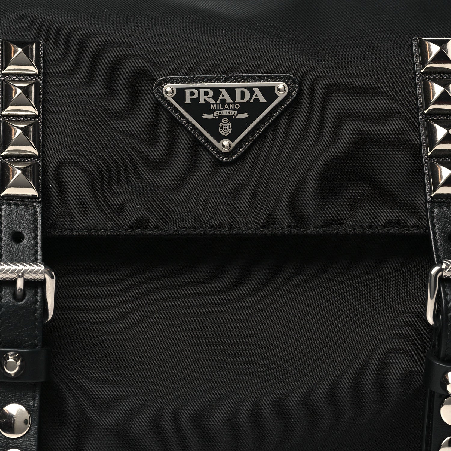 Prada Nylon New Vela Studded Messenger Bag Black 7 of 9