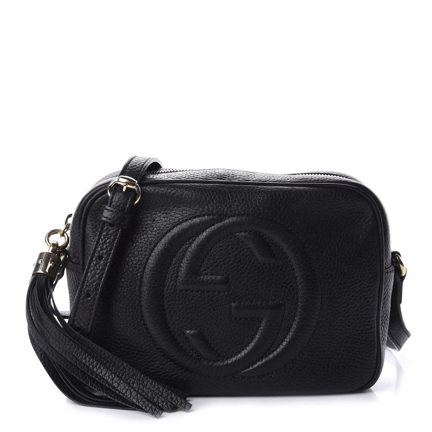 Pebbled Calfskin Small Soho Disco Bag Black